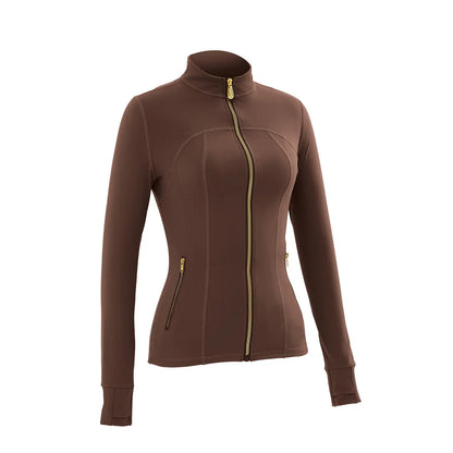 Uncia Active Women'S 2-Piece Slim-Fit Athletic Sports Set - Gold-Zipper Jacket, High-Stretch Hip-Shaping Leggings for Yoga, Gym,Back to School,Back to School Haul