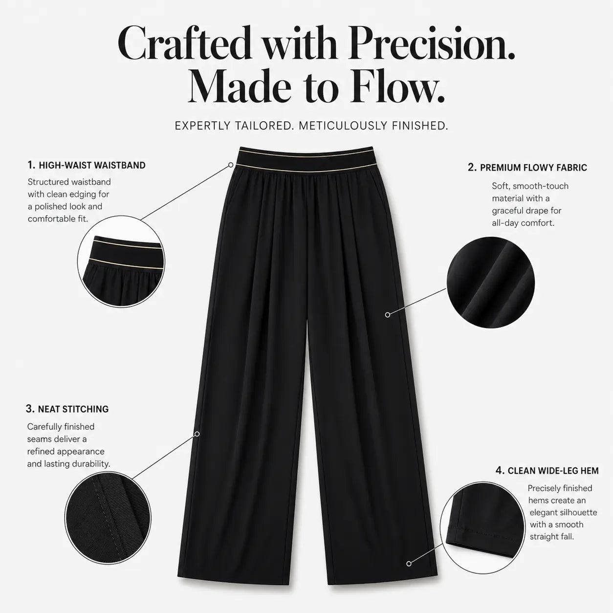 Women’S Wide Leg Palazzo Pants Black High Waisted Loose Lounge Pants with Pockets Casual Flowy Beach Vacation Pants Summer Resort Pants Comfy Stretchy Yoga Travel Pants for Women,Clothes for Back to School,First Day of School Outfits