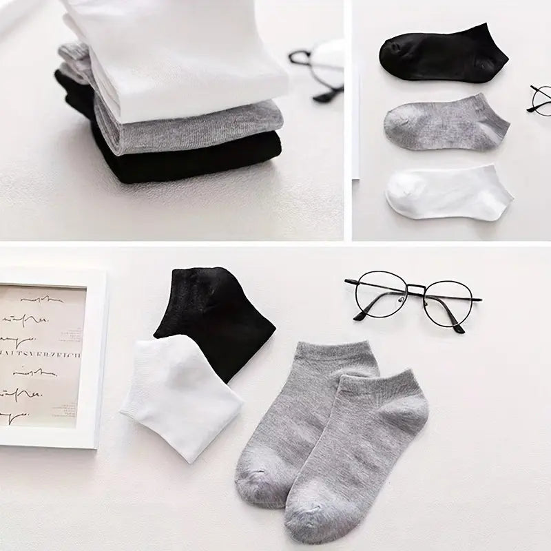 Solid  Low Cut Ankle Socks for Men and Women, Breathable and Durable Multipacks for Daily Wear.